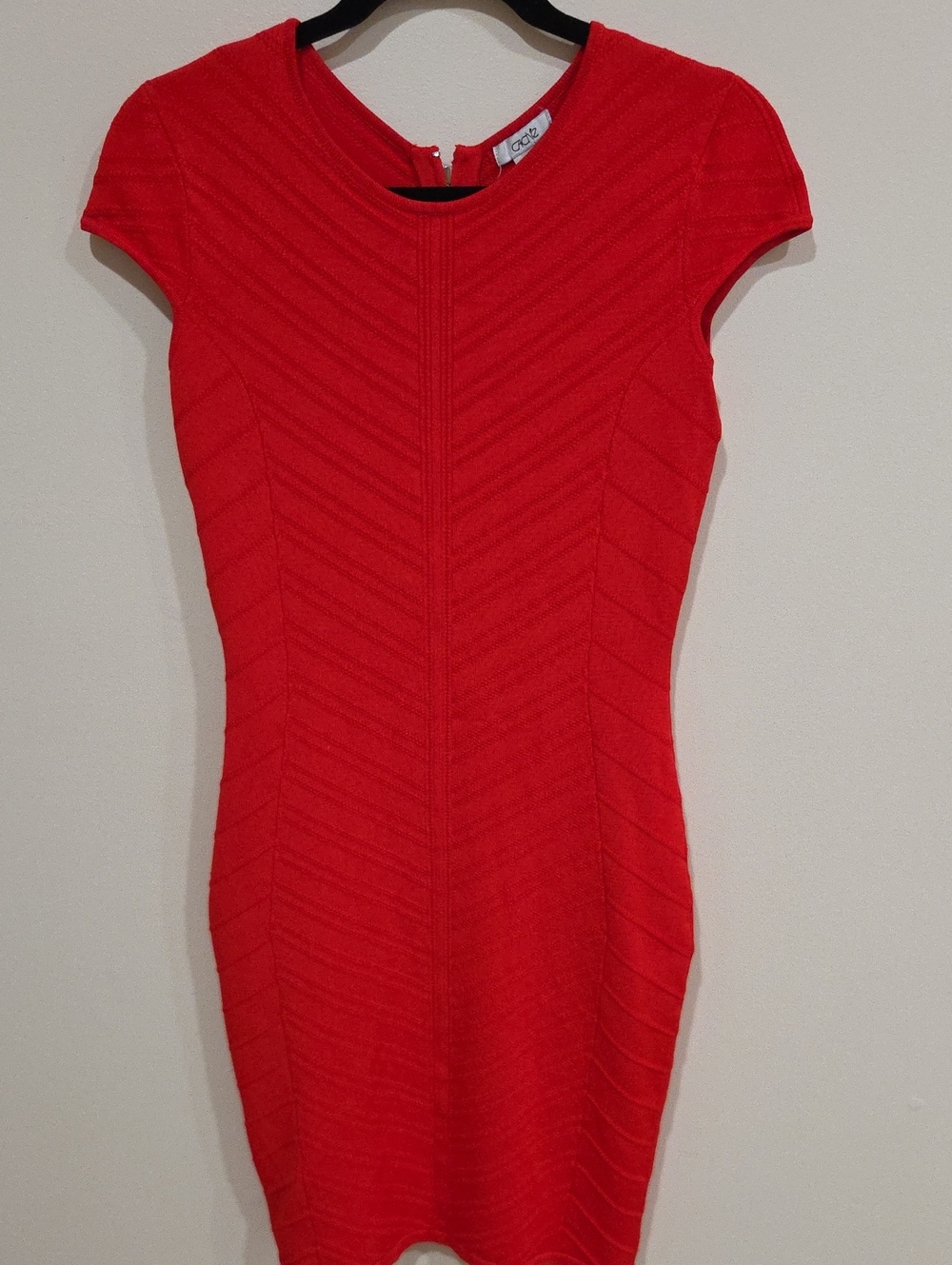 C.C Red Chevron Bodycon Mini Dress - Short Sleeve